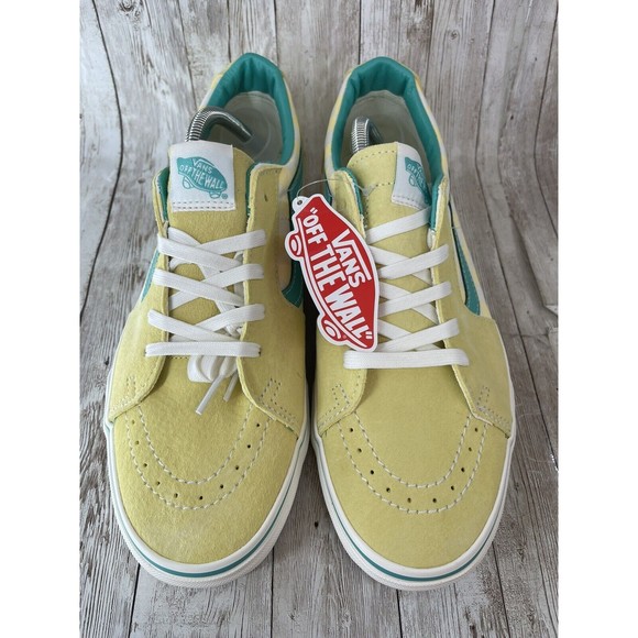 Size 10 - VANS Sk8-Low Checkerboard - Banana Cream “Yellow And Teal Vans” - Picture 2 of 15